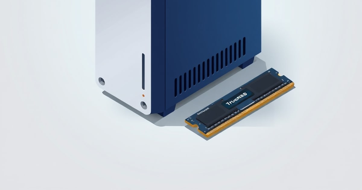Isometric view of a custom-built home NAS system with RAM, HBA controller, drive bays, and power supply labeled